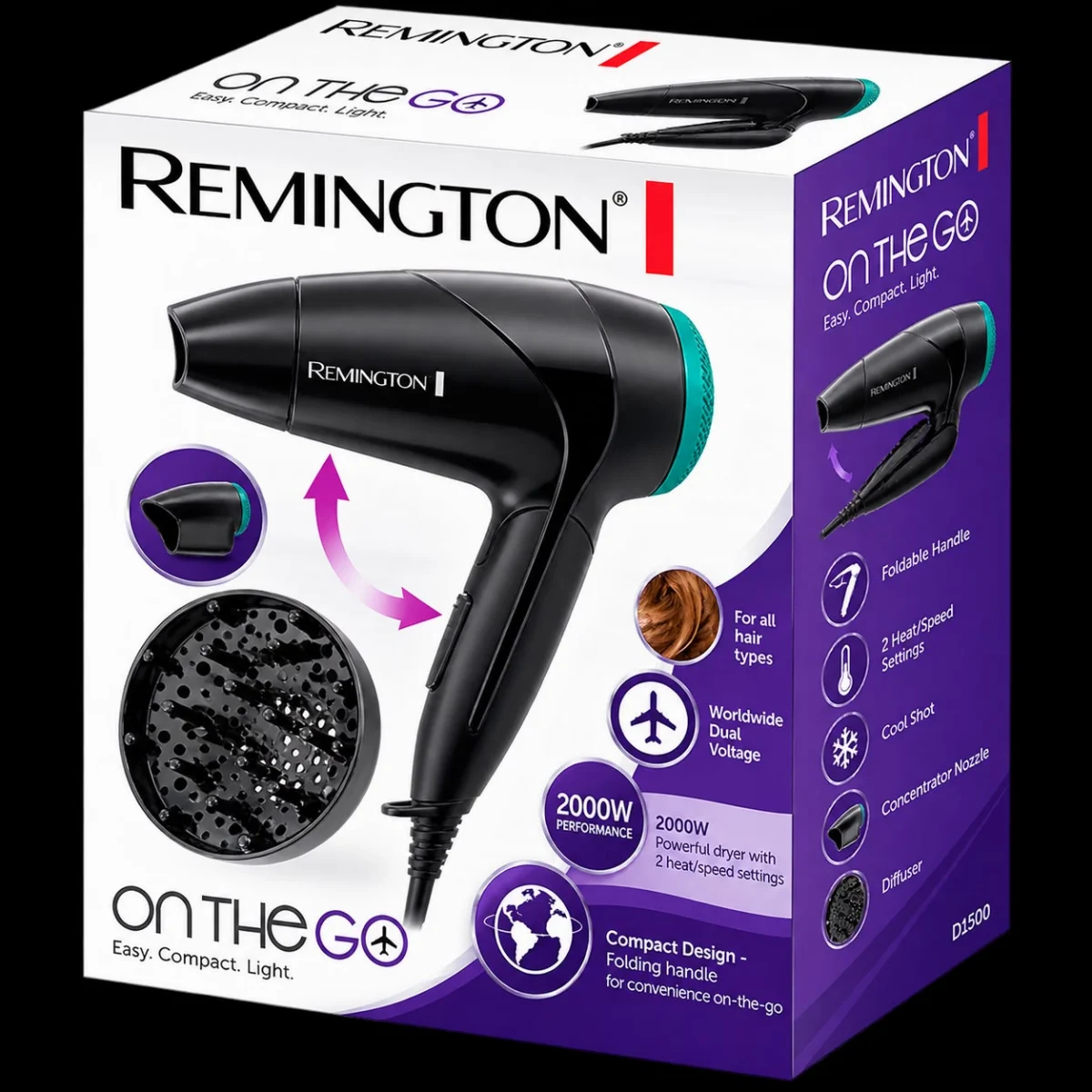 Remington Hair Dryer | Travel | 2000w | Folding Handle
