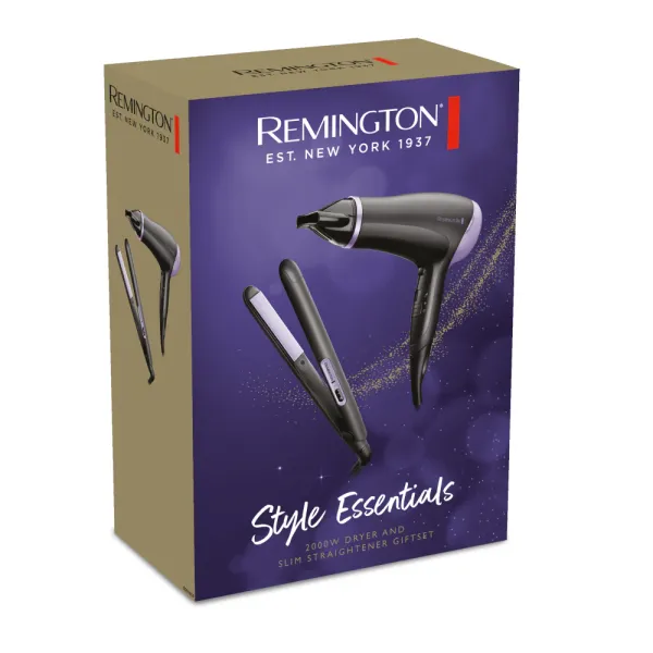 Remington Hair Dryer & Straightener Gift Set / Twin 2000w & Slim Starightner