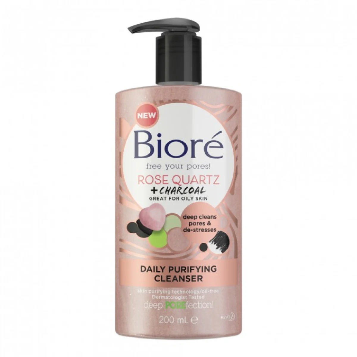 Biore Rose Quartz + Charcoal Daily Purifying Cleanser