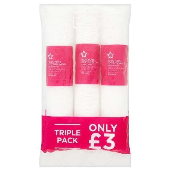 Superdrug Cotton Wool Pads Triple Pack 100