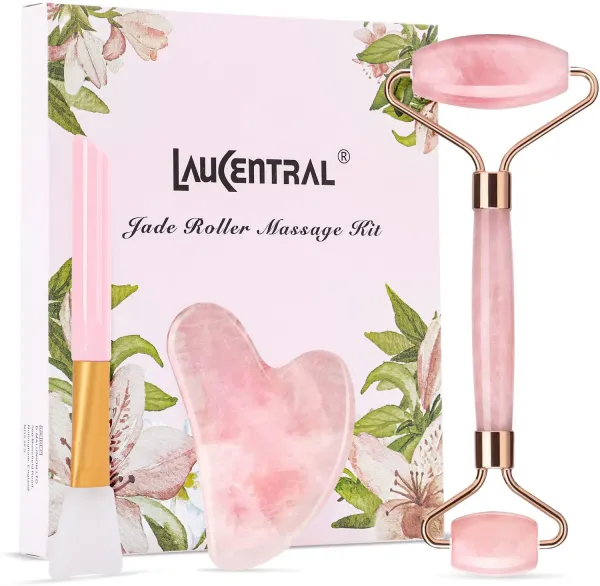 Jade Roller and Gua Sha Massage Kits Natural Pink Slimming