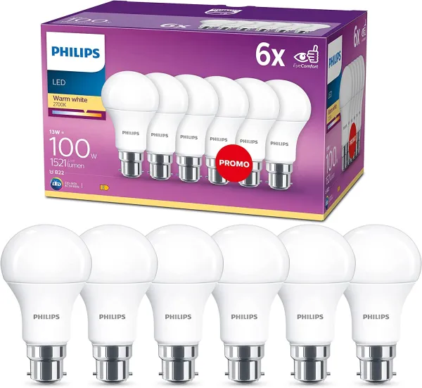 Philips LED B22 Frosted Light Bulbs