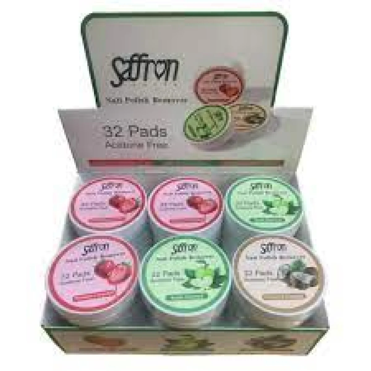 Saffron Acetone Free Nail Polish Remover Pads -Assorted