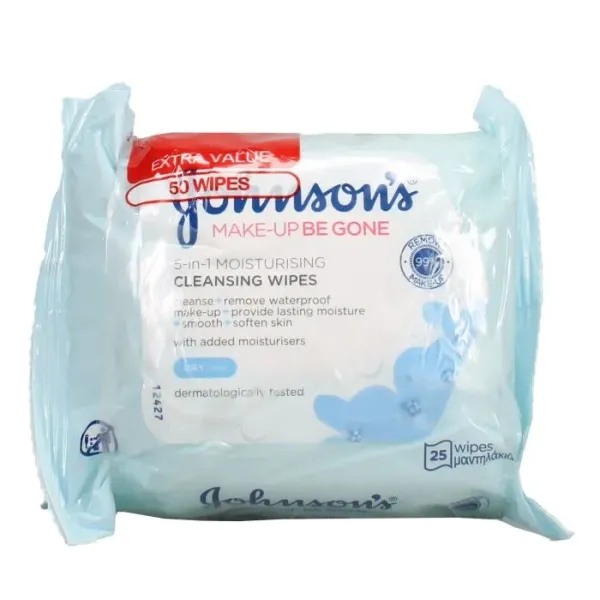 Johnsons Make Up Wipes Moist  2X25S 